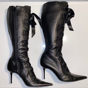 Les Tropeziennes Black Leather Lace Up Boots